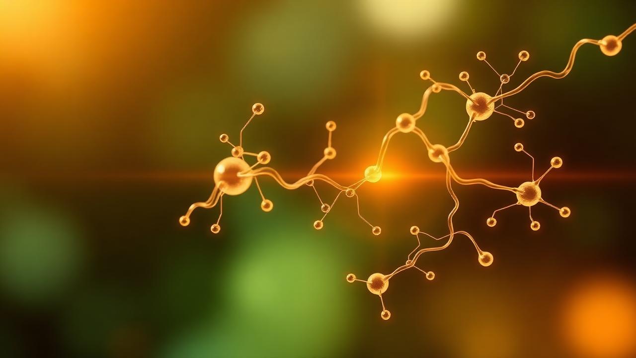 Molecular illustration representing retatrutide and metabolic pathways